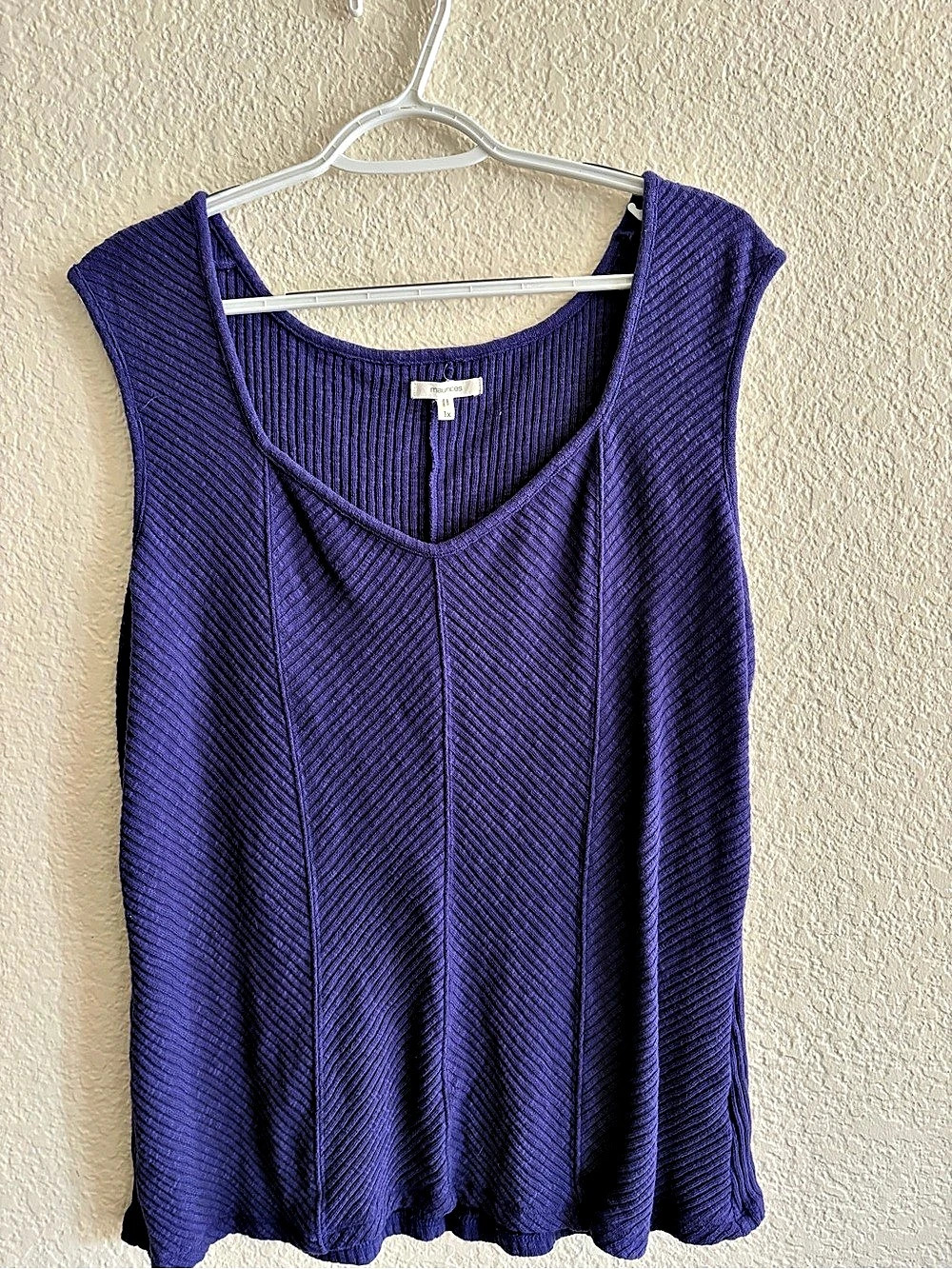 maurices Purple Ribbed Tank Top Size 1X Like New